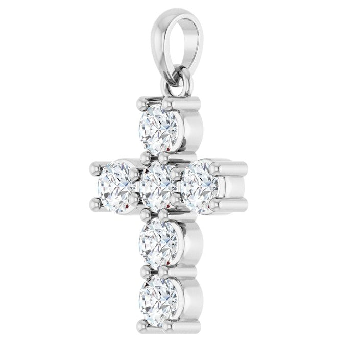 14K Yellow Or White Gold Round  I1, G-H Polished Natural Diamond Cross Pendant