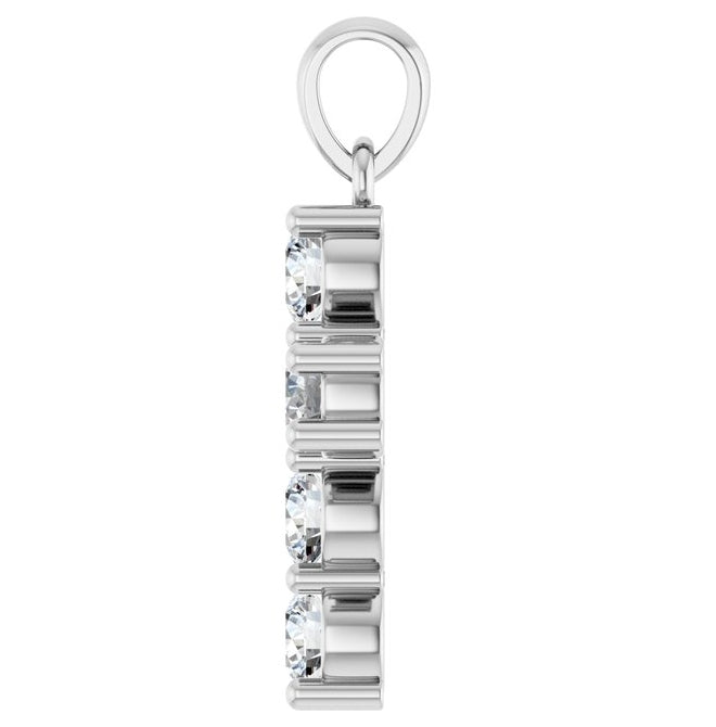 14K Yellow Or White Gold Round Si1-Si2, G-H Polished Lab-Grown Diamond Cross Pendant