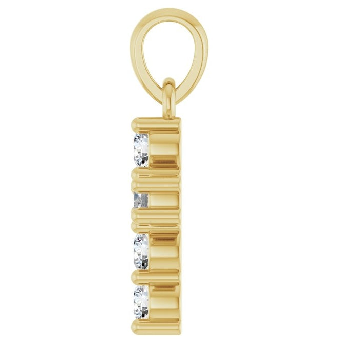 14K Yellow Or White Gold Round Si1-Si2, G-H Polished Lab-Grown Diamond Cross Pendant