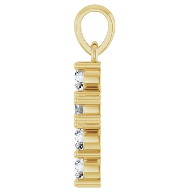14K Yellow Or White Gold Round Si1-Si2, G-H Polished Lab-Grown Diamond Cross Pendant