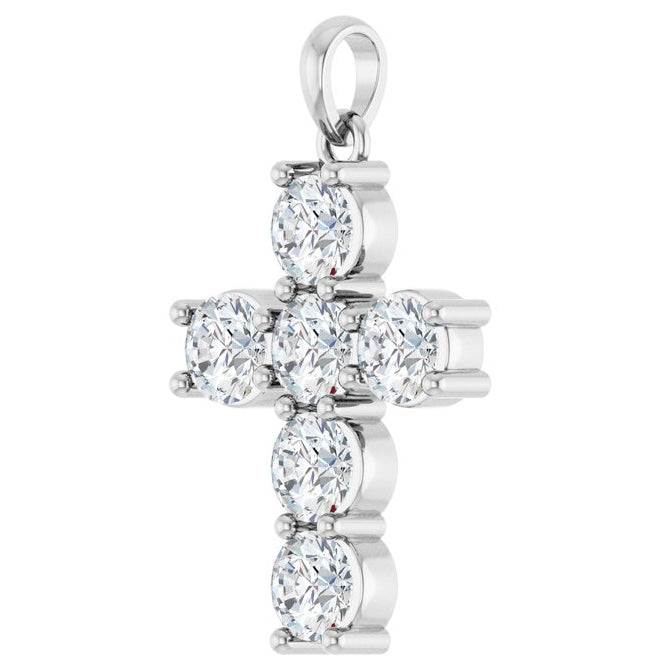 14K Yellow Or White Gold Round Si1-Si2, G-H Polished Lab-Grown Diamond Cross Pendant
