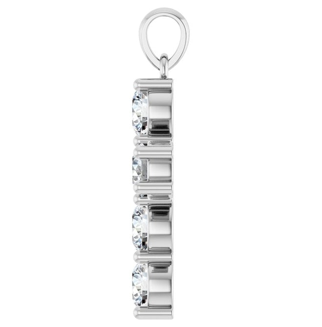14K Yellow Or White Gold Round Si1-Si2, G-H Polished Lab-Grown Diamond Cross Pendant