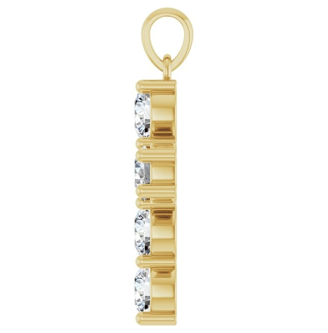 14K Yellow Or White Gold Round Si1-Si2, G-H Polished Lab-Grown Diamond Cross Pendant