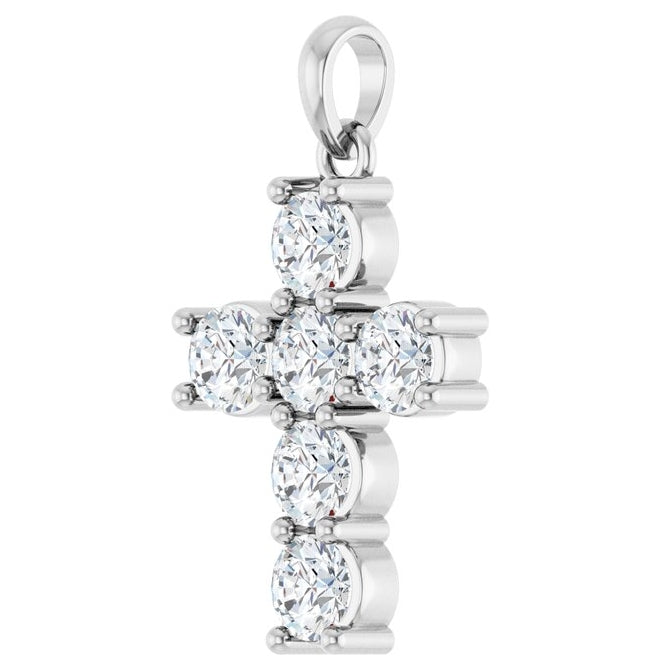 14K Yellow Or White Gold Round Si1-Si2, G-H Polished Lab-Grown Diamond Cross Pendant