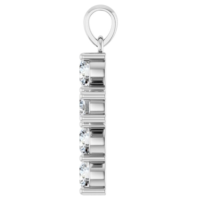 14K Yellow Or White Gold Round Si1-Si2, G-H Polished Lab-Grown Diamond Cross Pendant