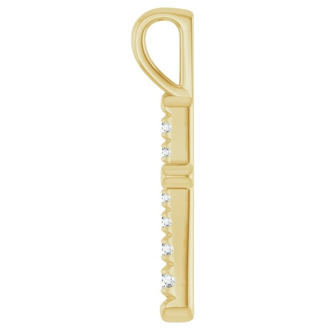 14K Yellow Or White Gold Round 2 Mm Vs, F+ Polished 1/6 Ctw Lab-Grown Diamond Cross Pendant