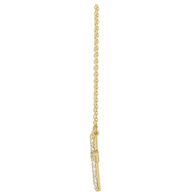 14K Yellow Gold Round 1.8Mm I1, G-H 18 In Polished 3/8 Ctw Natural Diamond Cross Necklace