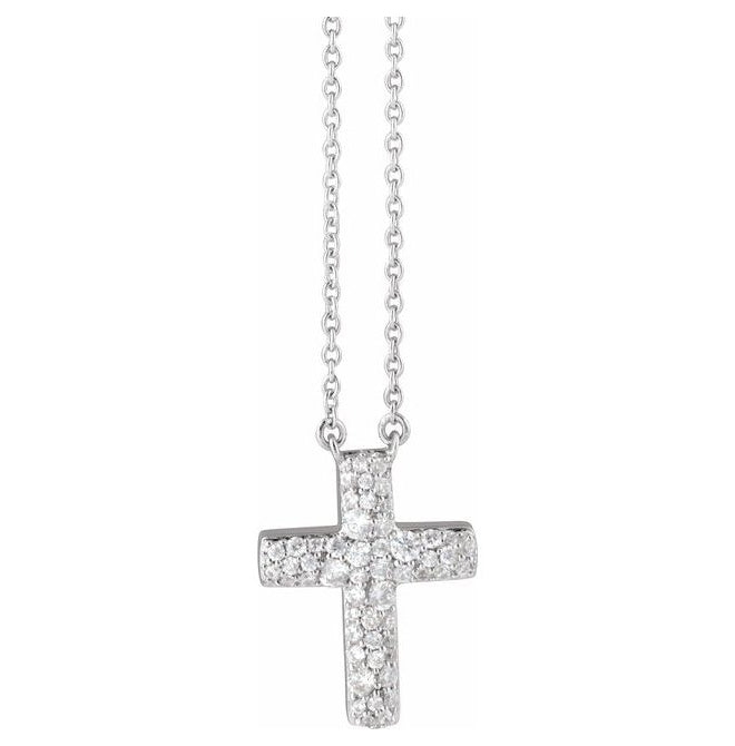 14K Yellow Or White Gold Round 1.8Mm Vs, F+ 18 In Polished 3/8 Ctw Lab Grown Diamond Cross Necklace