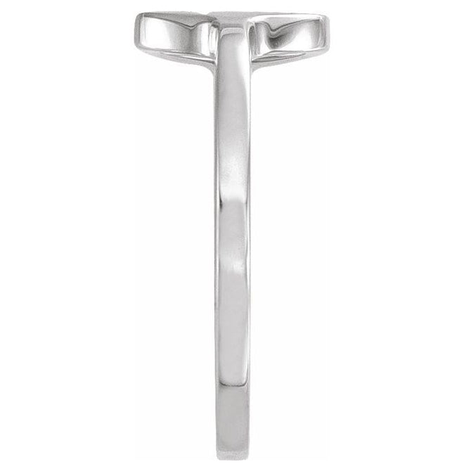 Sterling Silver Polished Petite Cross Ring Size 7