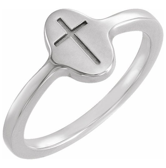 Sterling Silver Polished Petite Cross Ring Size 7