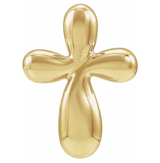 14K Yellow Gold 25 X 18.3 Mm Polished Electroform Puffed Cross Pendant