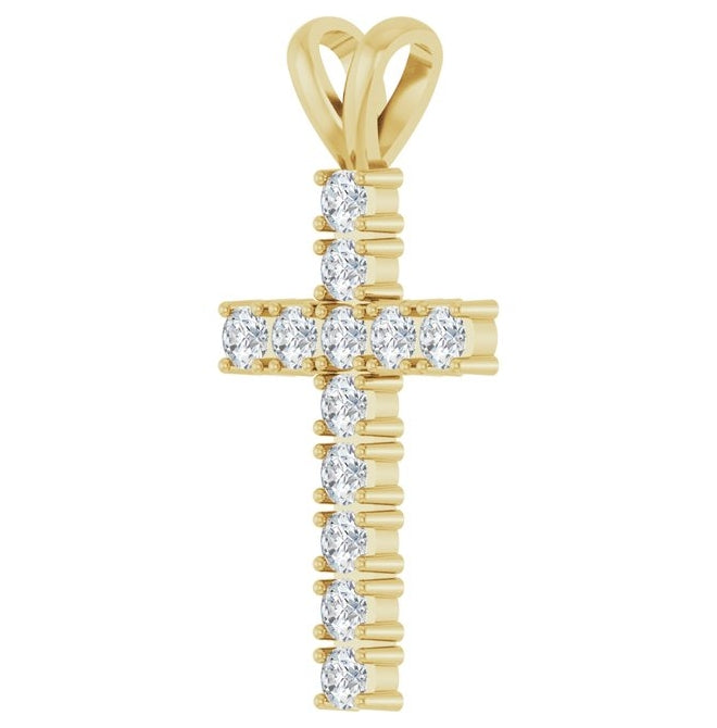 14K Yellow Or White Gold Round 2.5 Mm I1, G-H Polished 3/4 Ctw Natural Diamond Cross Pendant