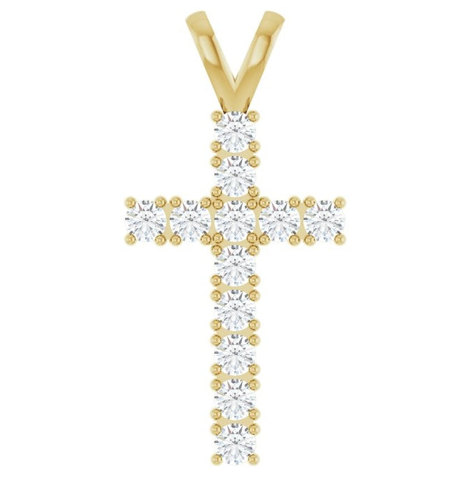 14K Yellow Or White Gold Round 2.5 Mm I1, G-H Polished 3/4 Ctw Natural Diamond Cross Pendant