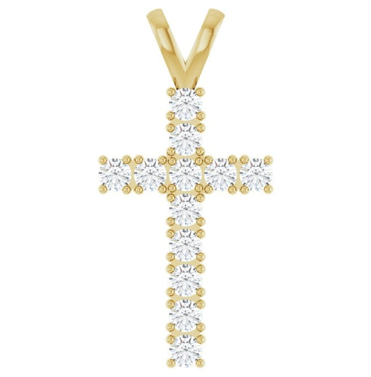 14K Yellow Or White Gold Round 2.5 Mm I1, G-H Polished 3/4 Ctw Natural Diamond Cross Pendant