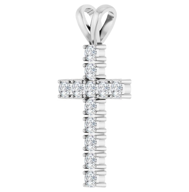 14K Yellow Or White Gold Round 2.5 Mm I1, G-H Polished 3/4 Ctw Natural Diamond Cross Pendant