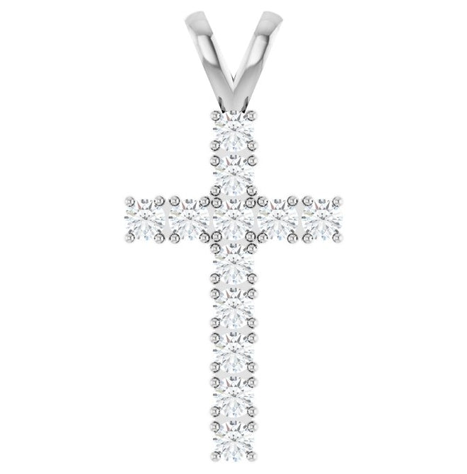 14K Yellow Or White Gold Round 2.5 Mm I1, G-H Polished 3/4 Ctw Natural Diamond Cross Pendant