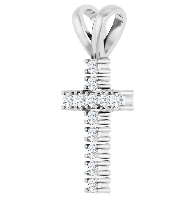 14K Yellow Or White Gold Or Sterling Silver Round 1.7 Mm I1, G-H Polished 1/4 Ctw Natural Diamond Cross Pendant