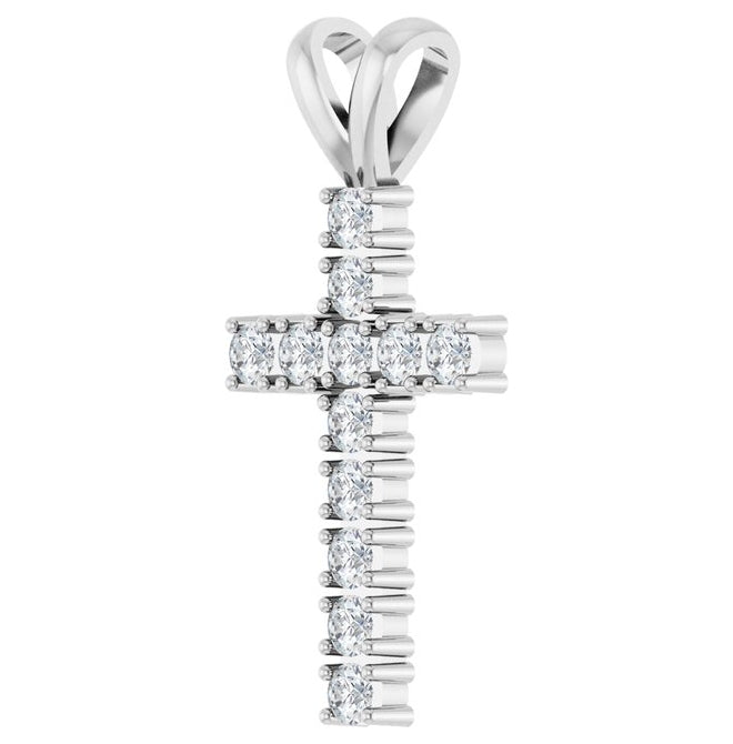 14K Yellow Or White Gold Round 2.2 Mm I1, G-H Polished 1/2 Ctw Natural Diamond Cross Pendant