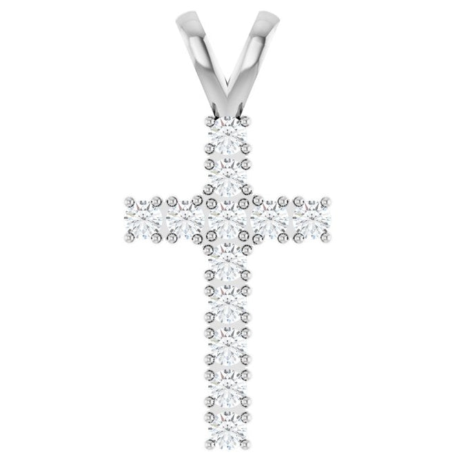 14K Yellow Or White Gold Round 2.2 Mm I1, G-H Polished 1/2 Ctw Natural Diamond Cross Pendant