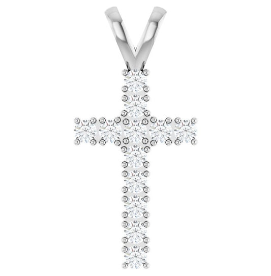 14K Yellow Or White Gold Round 2.2 Mm I1, G-H Polished 1/2 Ctw Natural Diamond Cross Pendant