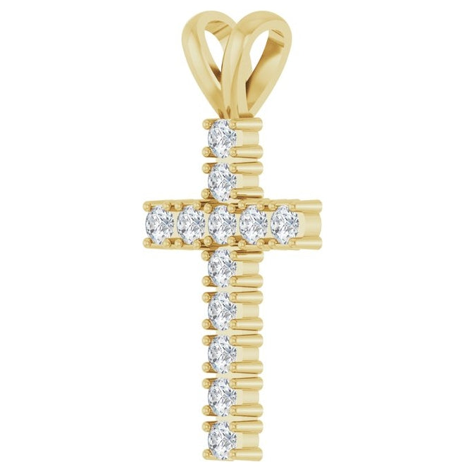 14K Yellow Or White Gold Round 2.2 Mm I1, G-H Polished 1/2 Ctw Natural Diamond Cross Pendant