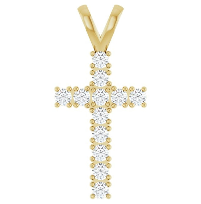14K Yellow Or White Gold Round 2.2 Mm I1, G-H Polished 1/2 Ctw Natural Diamond Cross Pendant