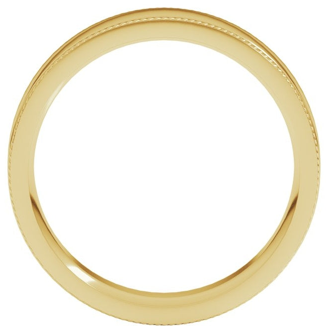 14K Yellow Or White Gold Rope Edge Comfort-Fit Flat Band