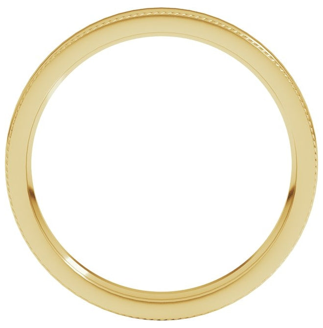 14K Yellow Or White Gold Rope Edge Comfort-Fit Flat Band