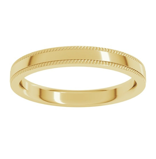 14K Yellow Or White Gold Rope Edge Comfort-Fit Flat Band