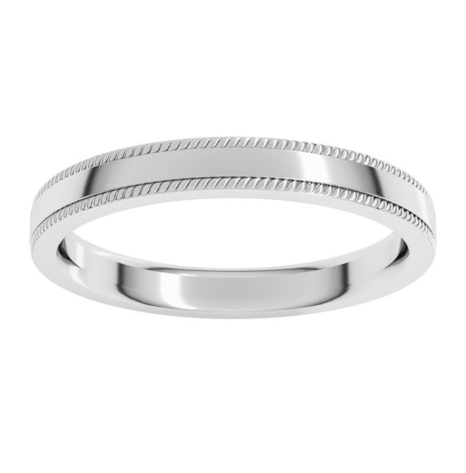 14K Yellow Or White Gold Rope Edge Comfort-Fit Flat Band