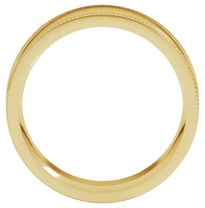 14K Yellow Or White Gold Rope Edge Comfort-Fit Flat Band