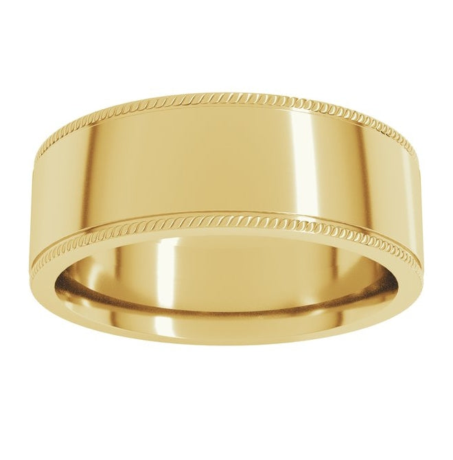 14K Yellow Or White Gold Rope Edge Comfort-Fit Flat Band