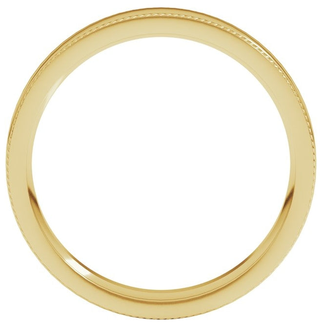 14K Yellow Or White Gold Rope Edge Comfort-Fit Flat Band