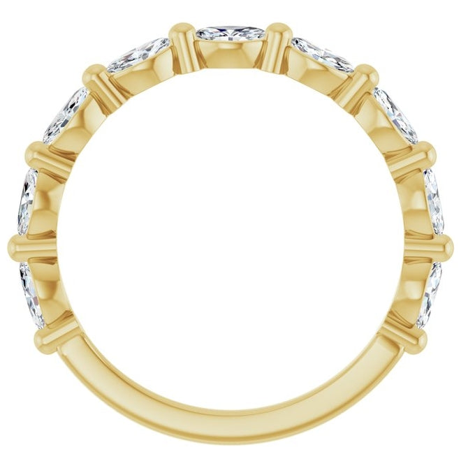 14K Yellow Gold Marquise 4 X 2 Mm 4 Mm Si, Ghi  Polished 1/2 Ctw Lab-Grown Diamond Matching Band Size 7