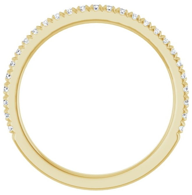 14K Yellow Gold 1/4 CTW Natural Diamond French Set Matching Band Size 7