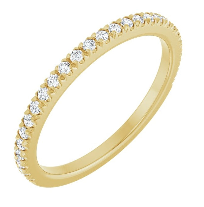 14K Yellow Gold 1/4 CTW Natural Diamond French Set Matching Band Size 7