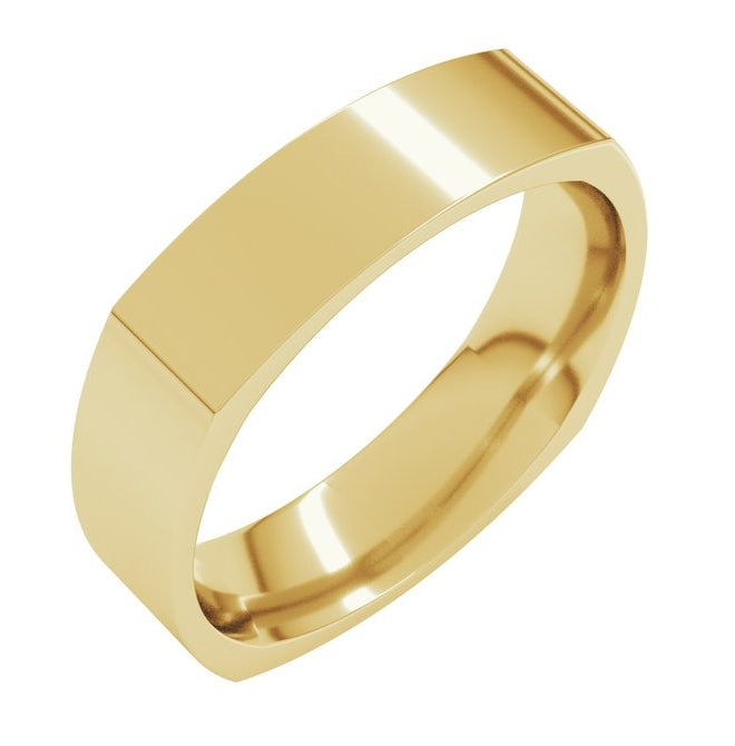 10K Yellow Gold 5 Mm Comfort-Fit Standard Weight Standard Weight Comfort-Fit Square Band Size 7