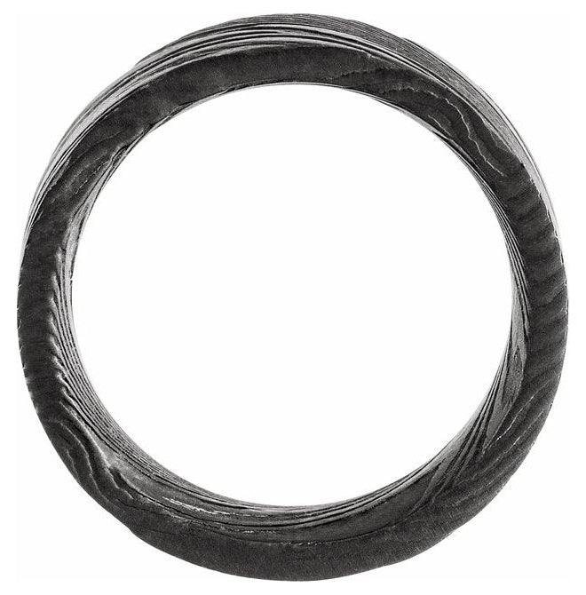 Damascus Steel 8 mm Flat Black  Patterned Band