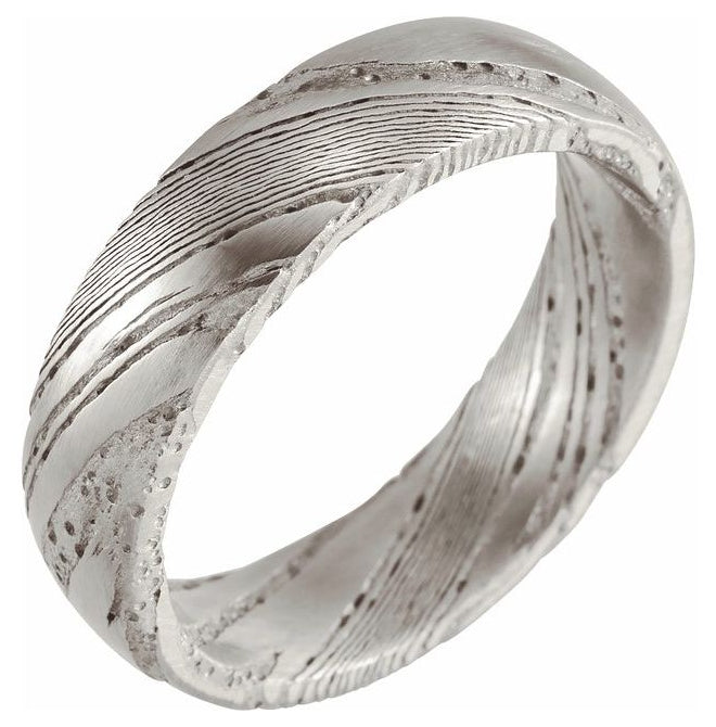Damascus Steel 8 mm Comfort-Fit Flat Band