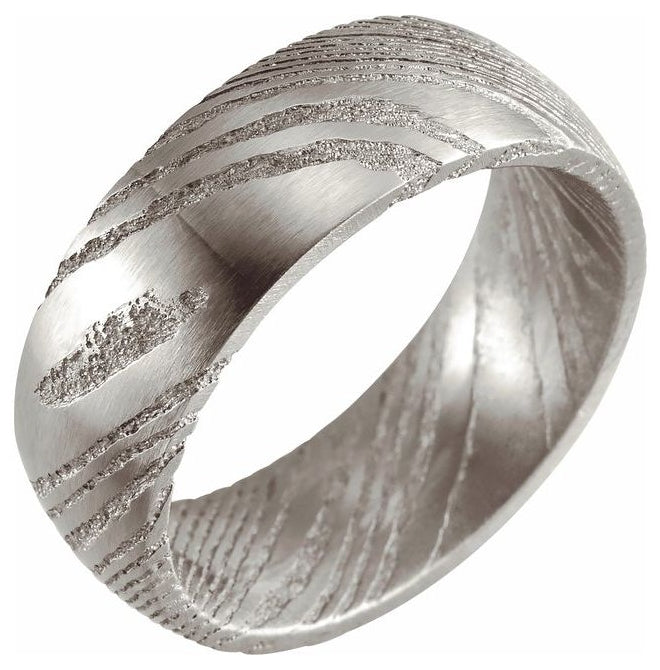 Damascus Steel 8 mm Comfort-Fit Flat Band