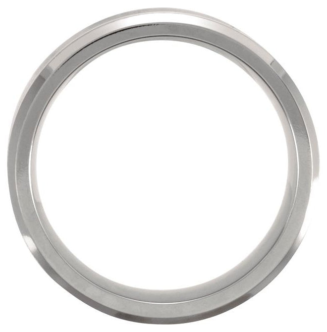 Titanium & Sterling Silver Inlay 9 mm Beveled-Edge Band Size 13