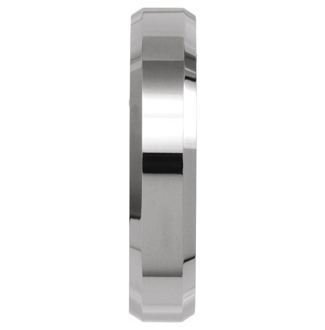 Tungsten Polished Beveled-Edge Band