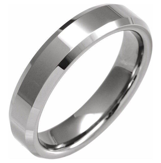 Tungsten Polished Beveled-Edge Band
