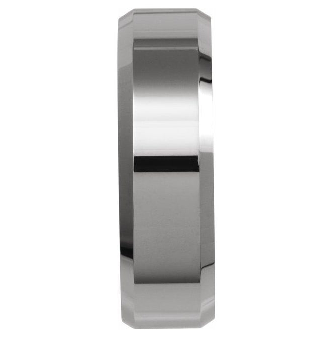Tungsten Polished Beveled-Edge Band