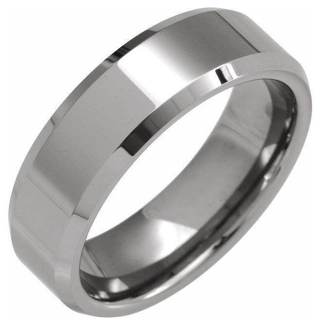 Tungsten Polished Beveled-Edge Band