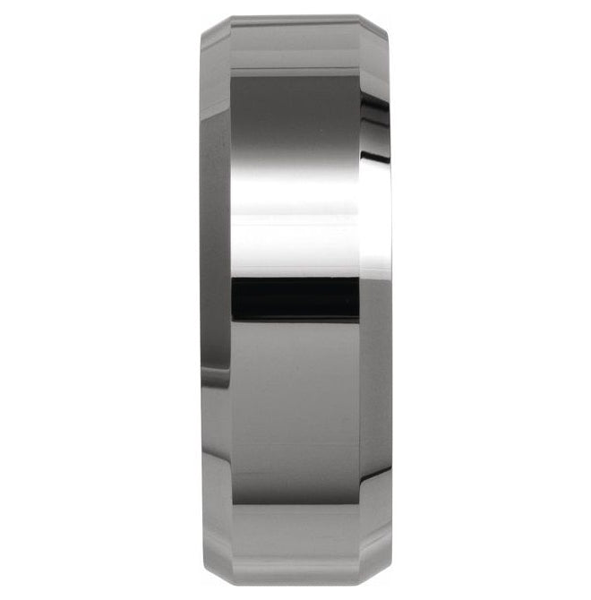 Tungsten Polished Beveled-Edge Band