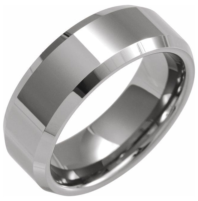 Tungsten Polished Beveled-Edge Band