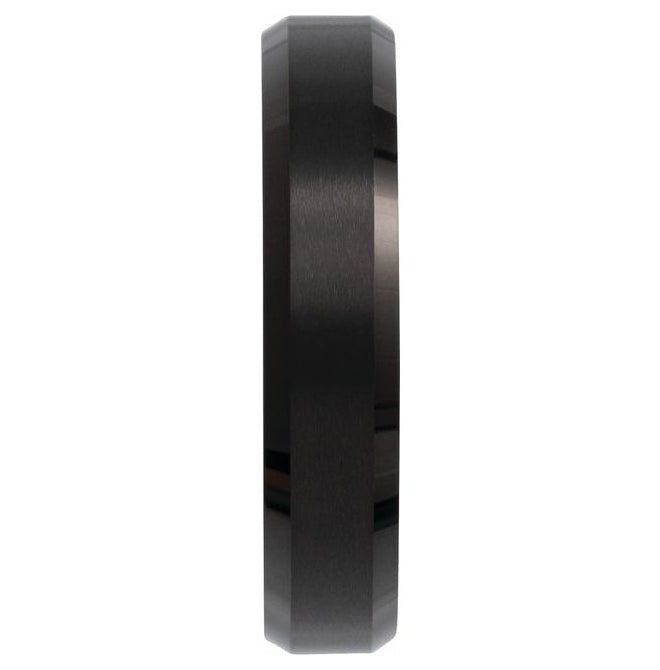 Black PVD Tungsten Polished Beveled-Edge Inlay Band