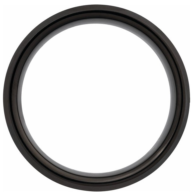Black PVD Tungsten Polished Beveled-Edge Inlay Band