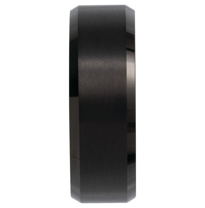 Black PVD Tungsten Polished Beveled-Edge Inlay Band